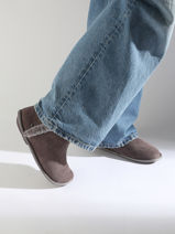 Pantoffels Uit Leder Isotoner Zwart women 97391-vue-porte